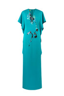 Blue Himalayan Poppy dress by Tiny Ink, a stylish maxi dress with floral print, perfect for casual or summer wear.