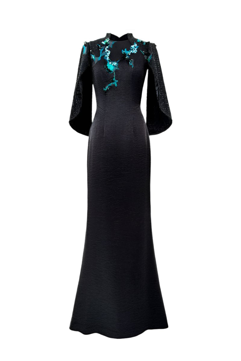 RADIANT NIGHT FLAME GOWN IN BLACK - CULT MIA
