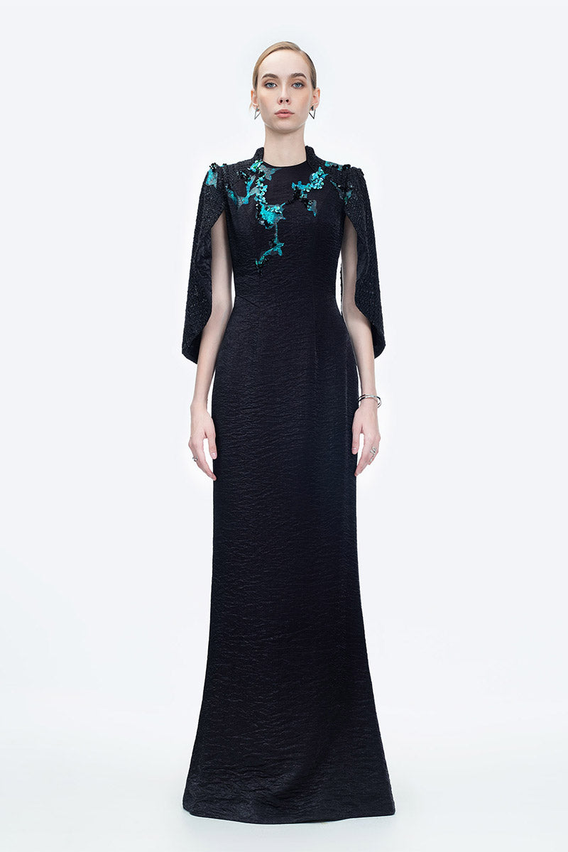 RADIANT NIGHT FLAME GOWN IN BLACK - CULT MIA