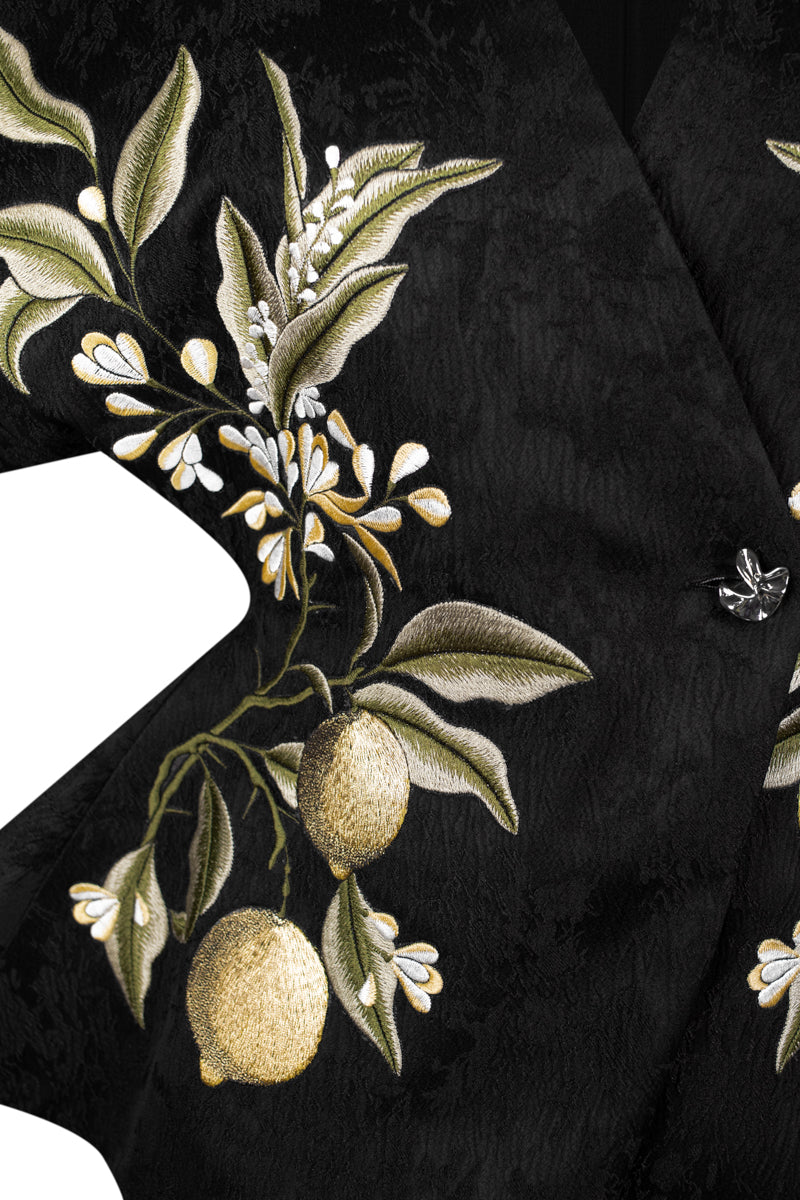 Sean Sheila black embroidered kimono top with intricate embroidery, stylish and lightweight for a versatile fashion statement.