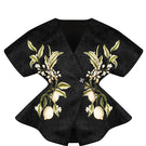 Sean Sheila black embroidered kimono top with intricate embroidery, stylish and lightweight for a versatile fashion statement.