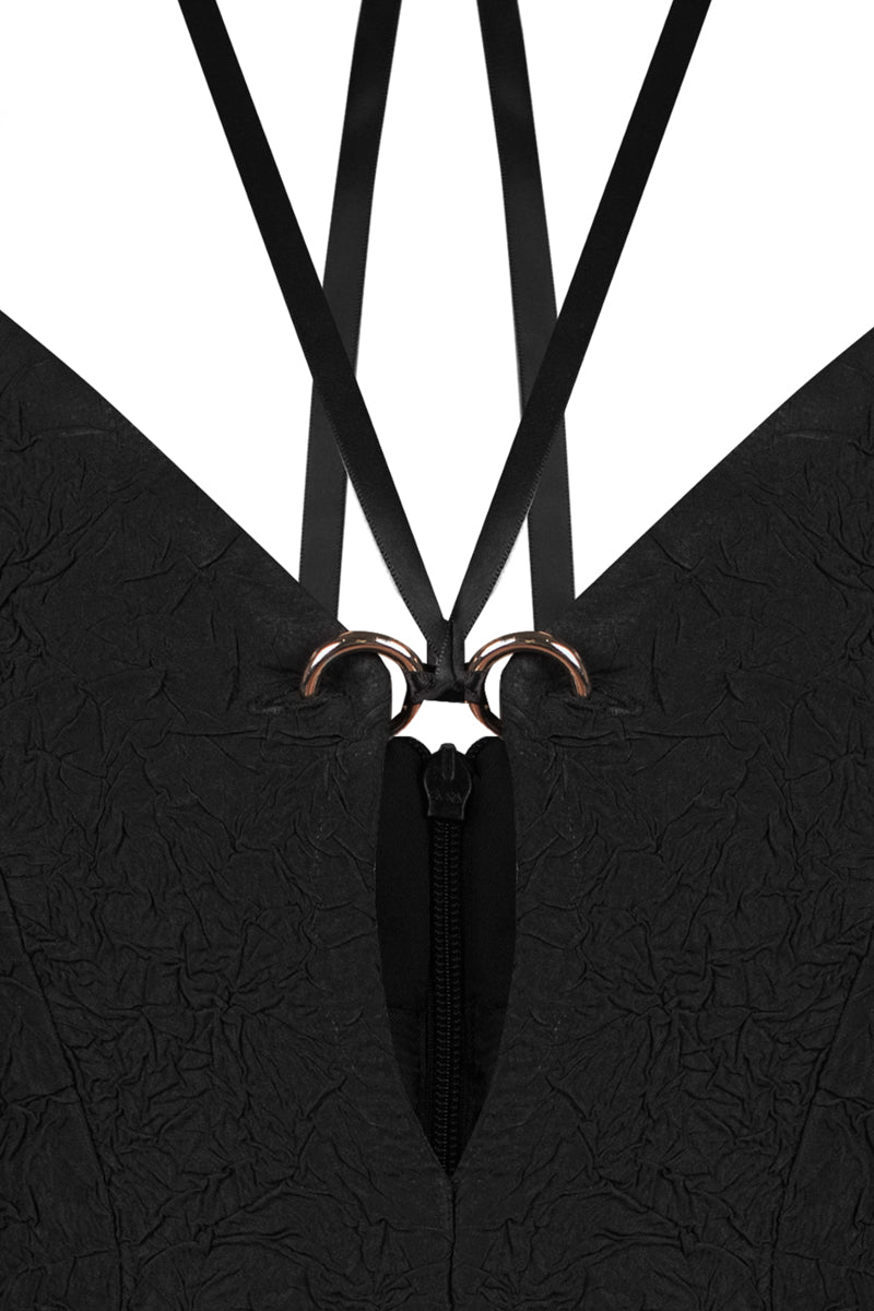 Black balloon hem top by Sean Sheila featuring a relaxed fit and stylish balloon sleeves.