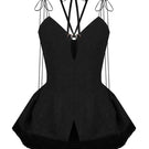 Black balloon hem top by Sean Sheila, front view showing relaxed fit and stylish balloon sleeve details.