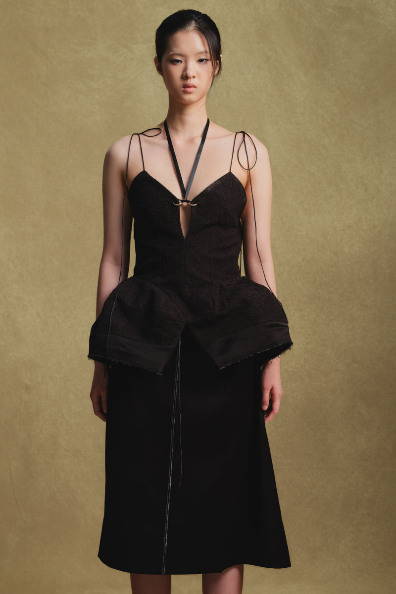 Black balloon hem top by Sean Sheila featuring a relaxed fit and stylish balloon sleeves.