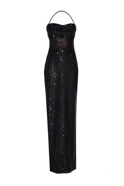 Long Black Sequin Dress Accessories Lili Blanc Sequin Maxi Dress in Black