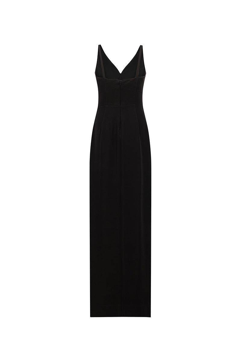V-NECK SEQUIN MAXI DRESS IN BLACK - CULT MIA