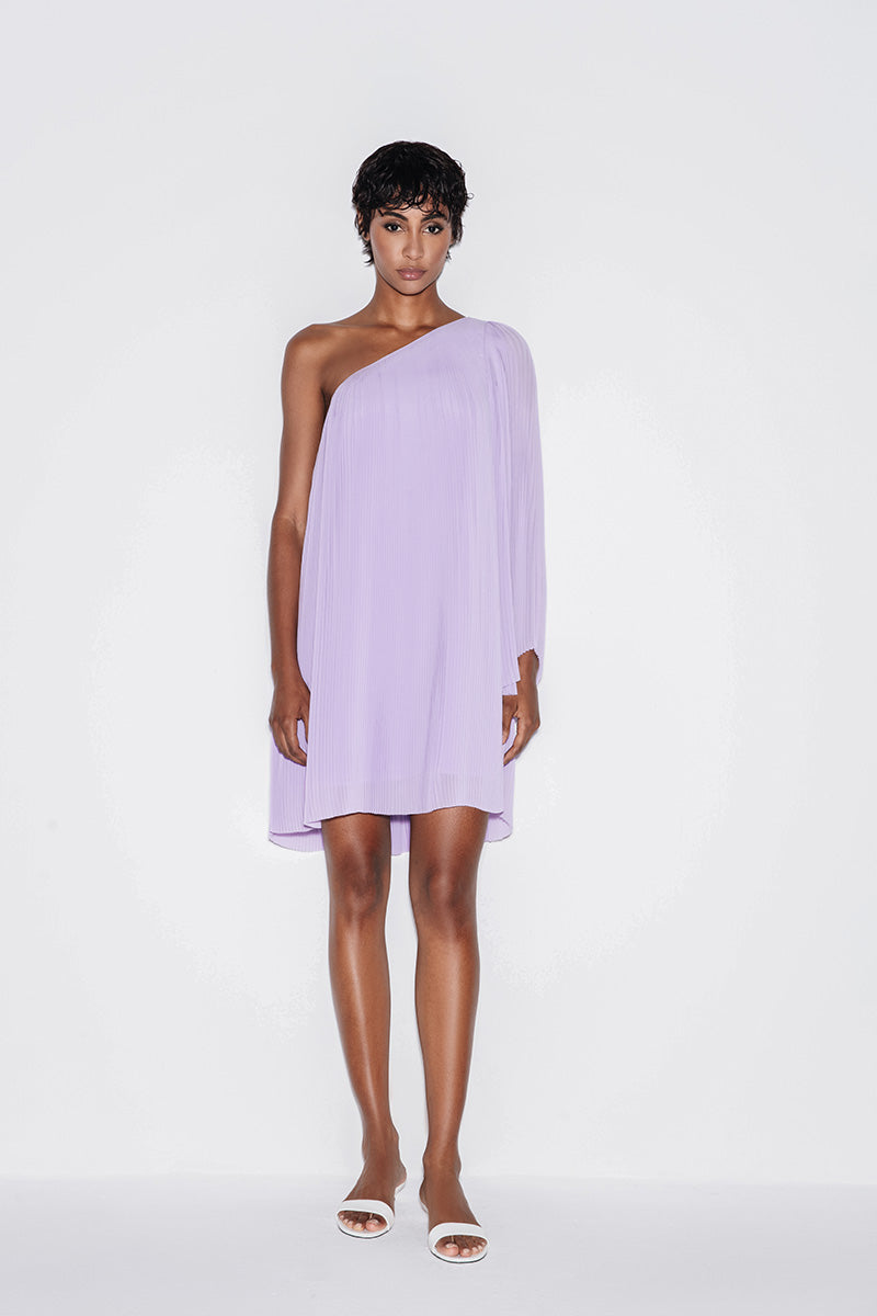 PLEATED CHIFFON MINI DRESS IN LILAC - CULT MIA