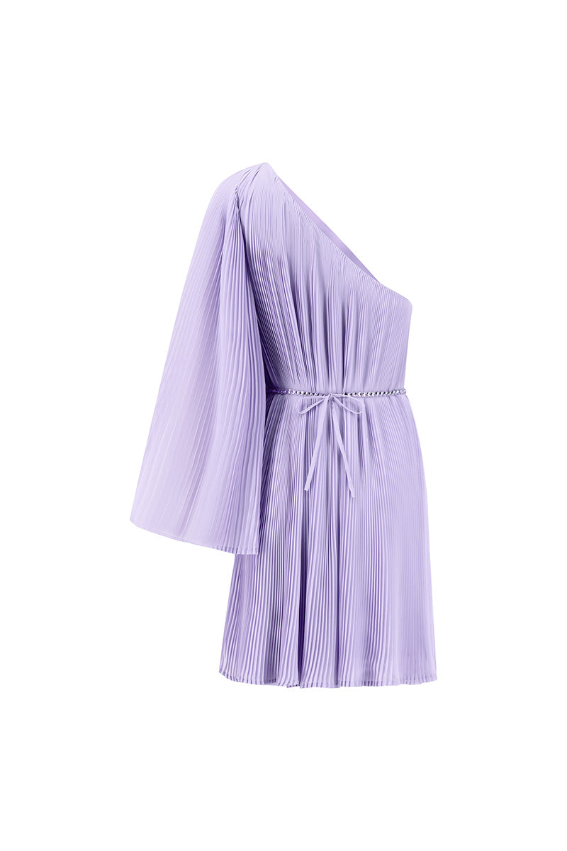 PLEATED CHIFFON MINI DRESS IN LILAC - CULT MIA