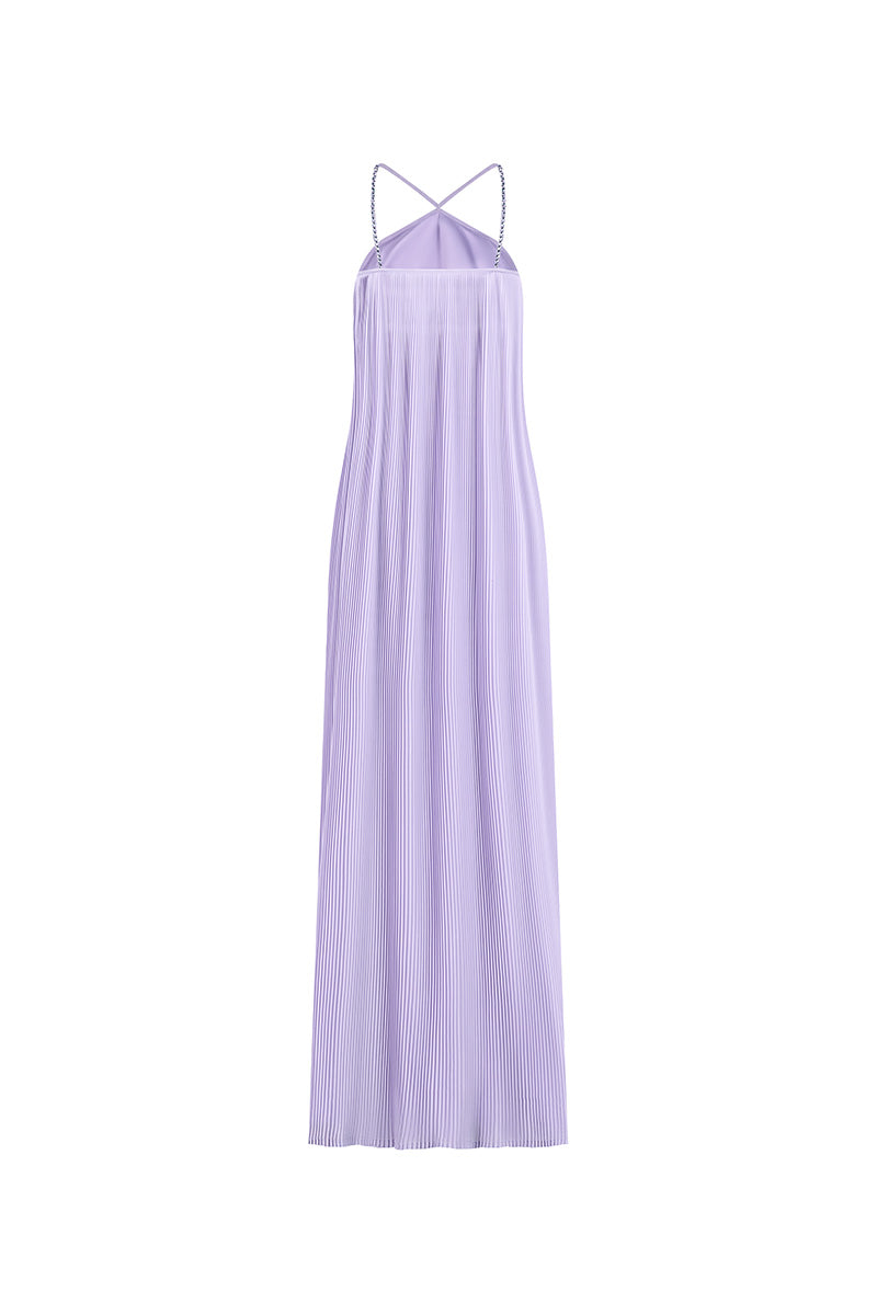PLEATED CHIFFON MAXI DRESS IN LILAC - CULT MIA