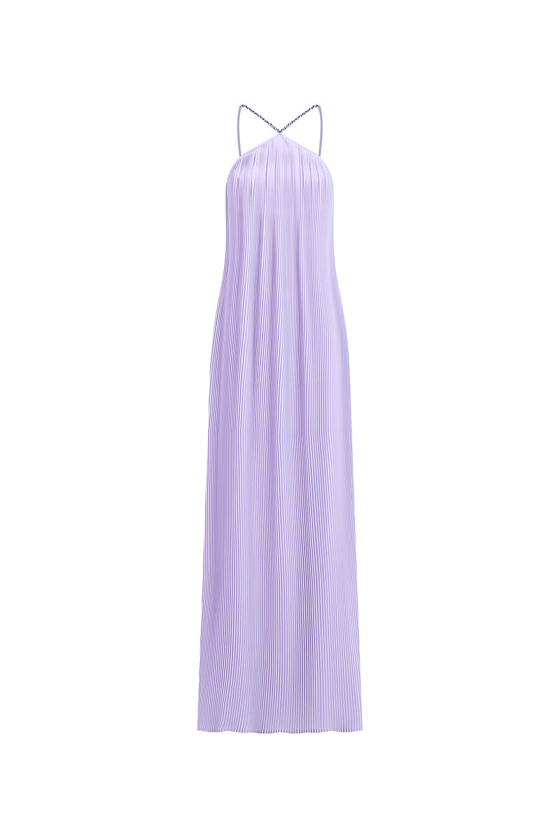 PLEATED CHIFFON MAXI DRESS IN LILAC - CULT MIA