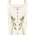 White jacquard tank top by Sean Sheila, front view showcasing textured fabric and classic sleeveless design.