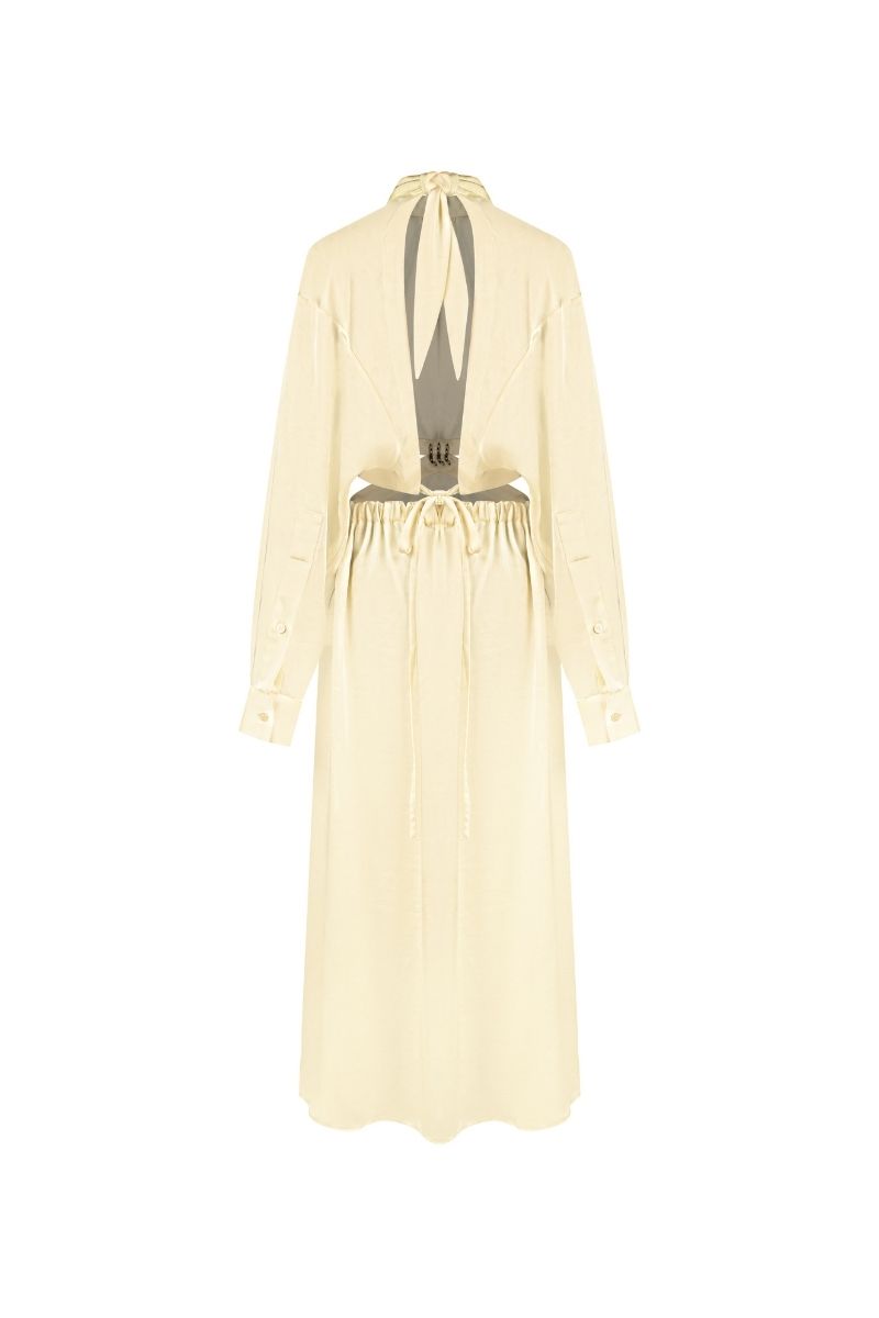 Sean Sheila cut-out maxi dress with piercing details, featuring a stylish back design and feminine silhouette.