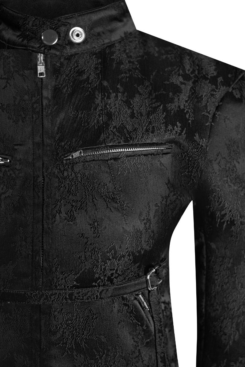 Sean Sheila cropped mandarin motorcycle jacket featuring a stylish design with detailed stitching and a fitted silhouette.