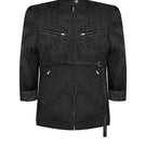 Sean Sheila cropped mandarin motorcycle jacket with front view, featuring a stylish design and tailored fit.