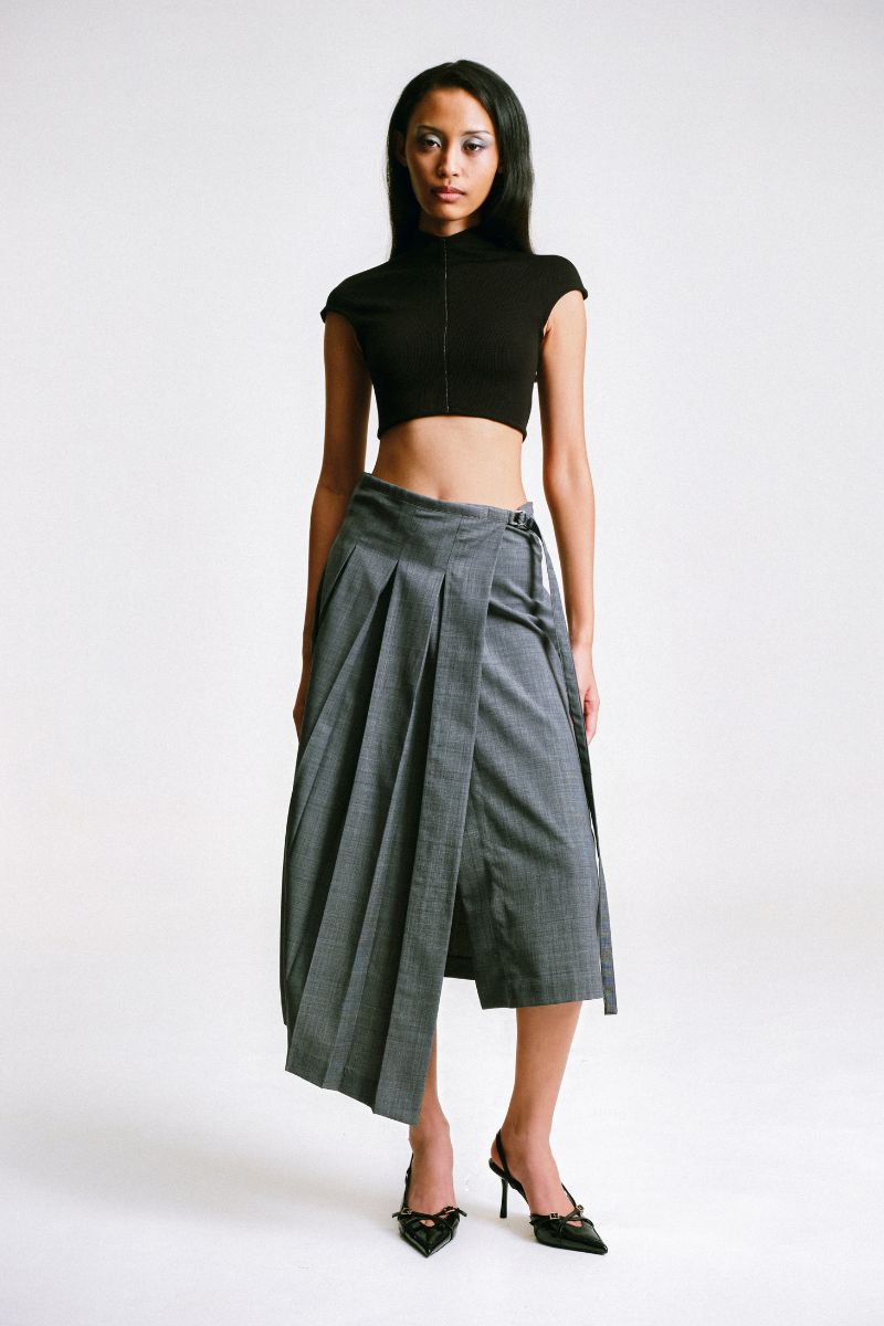 Front view of a Sean Sheila cropped corset top, stylish and fitted, perfect for trendy tops and fashion-forward outfits.