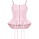 Sean Sheila pink deconstructed corset top, front view showing fitted design and stylish detailing on a trendy women’s fashion top.