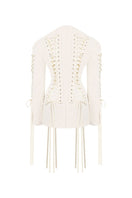 Sean Sheila tailored corset jacket with structured design, showcased from the back in a sleek, fitted jacket style.