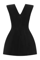 Lili Blanc luxe tailored sleeveless midi dress shown from the back, elegant design with a fitted silhouette and mid-length hem.