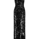 Lili Blanc sculpted sequin gown with a fitted silhouette and intricate sequin detailing, front view showcasing elegant design.