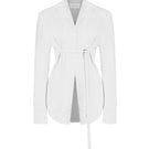 Sean Sheila tailored shirt with belt opening, featuring a sleek design and front view, ideal for stylish casual or formal wear.