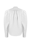 Sean Sheila gathered blouse, a stylish shirt with a relaxed fit and gathered details, shown from the back view.