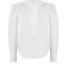 Sean Sheila gathered blouse, a stylish shirt with textured fabric and relaxed fit, shown from the front in the image.