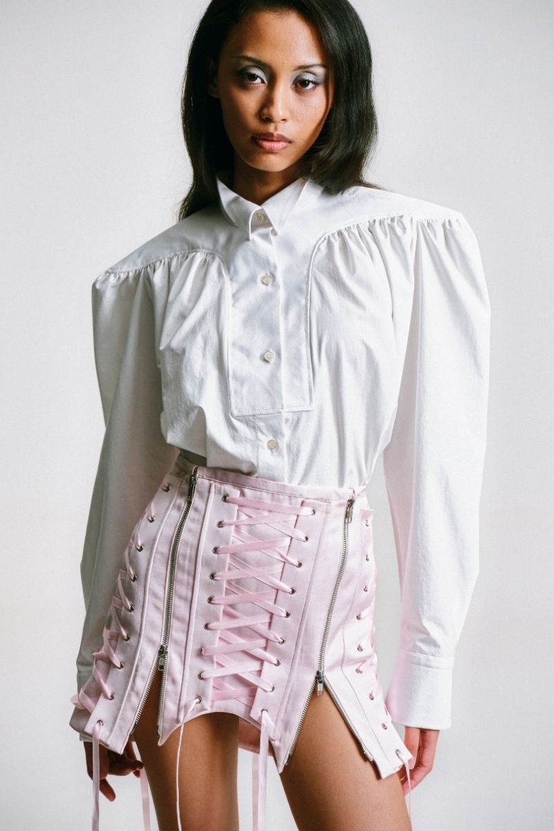 Sean Sheila gathered blouse featuring a stylish, textured shirt design with detailed fabric and a relaxed fit.