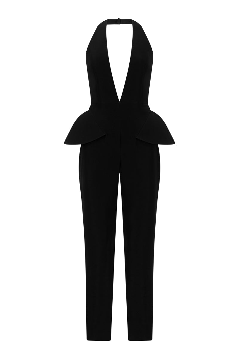 HALTER-NECK SEQUIN JUMPSUIT