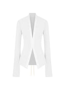 White kebaya shirt with corset detail from Sean Sheila, featuring intricate design and fitted silhouette.