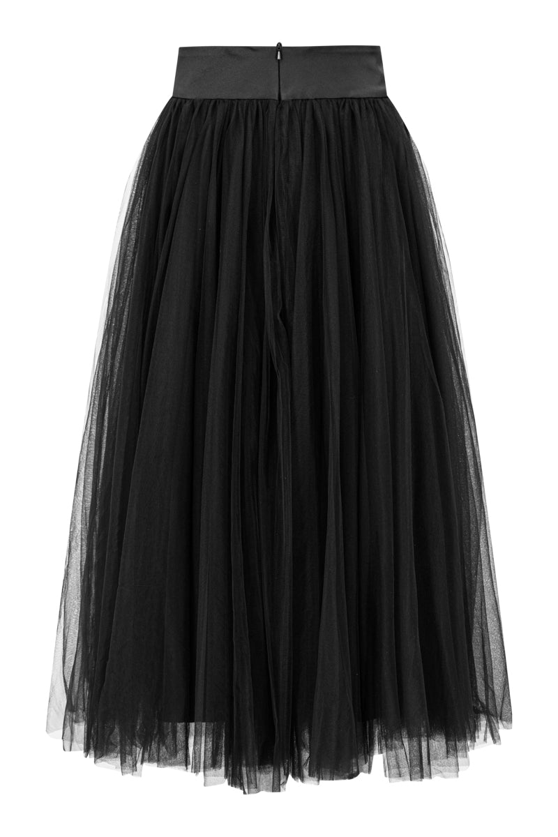Lili Blanc crystal-embellished crop top and skirt set with tulle back, elegant co-ords for stylish occasions.