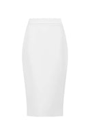 Lili Blanc classic midi length pencil skirt in a sleek, tailored design, displayed from the front view.