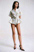 Sean Sheila signature embroidered kimono top with intricate embroidery, lightweight fabric, and a relaxed fit.