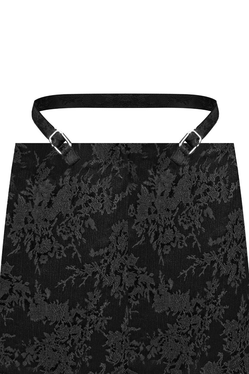 Black midi pencil skirt with stencil detail by Sean Sheila, showcasing a fitted silhouette and unique patterned accents.