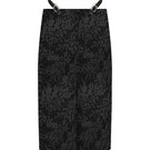 Black pencil skirt with stencil detail by Sean Sheila, featuring a sleek midi design and stylish pattern on the front.