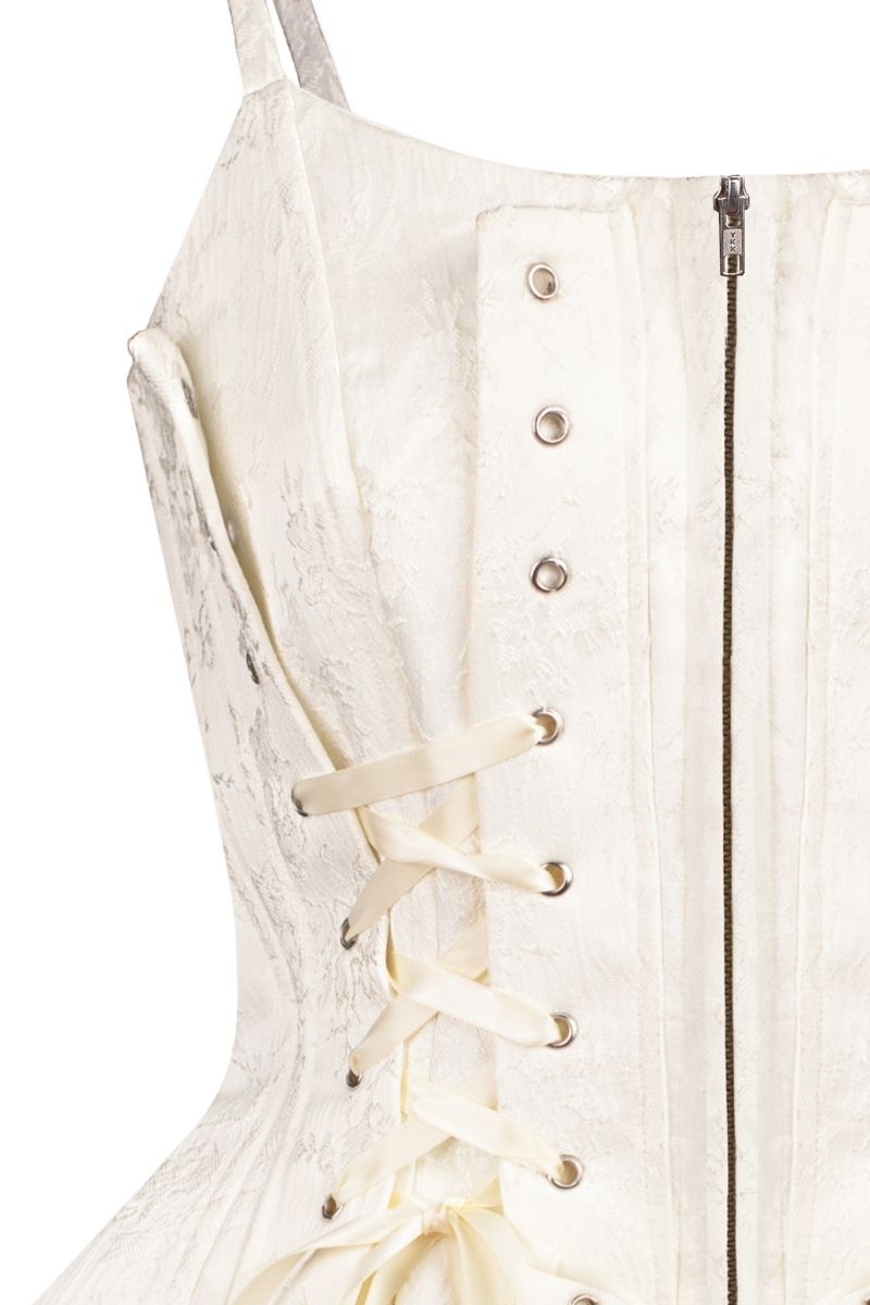 White Deconstructed Corset Top by Sean Sheila, featuring detailed seams and modern design, perfect for fashion-forward outfits.