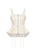 White Deconstructed Corset Top by Sean Sheila, front view showing structured design and fitted style.
