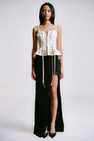 White Deconstructed Corset Top by Sean Sheila, front view showing structured design and modern style, perfect for fashionable tops.