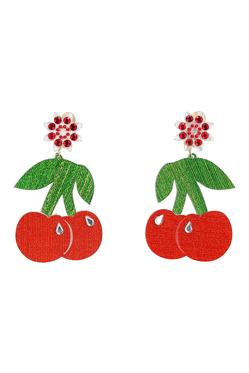 CHERRY BOOM EARRINGS IN RED