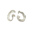 Sara & Flora TROZO DE LUNA hoops earrings featuring crescent moon design on silver-tone metal.