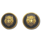 Natia x Lako black lion earrings featuring detailed lion head design on silver-tone dangle earrings.