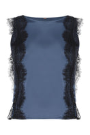 Entos Honore navy blue and black loungewear top displayed on a plain background.