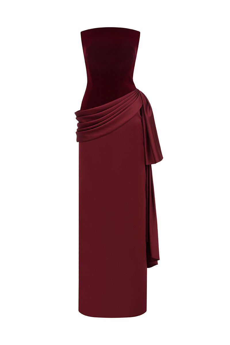 SULE DRESS IN DEEP BURGUNDY AND WINE | CULT MIA
