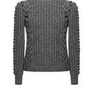 Liya grey Heritage sweater with a cozy knit texture, long sleeves, and a classic crew neckline.