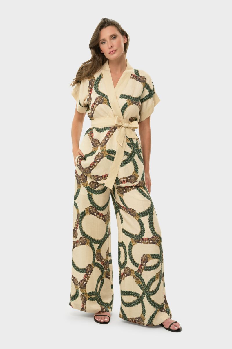 SHORT SLEEVE WRAP TOP IN CELINE - CULT MIA