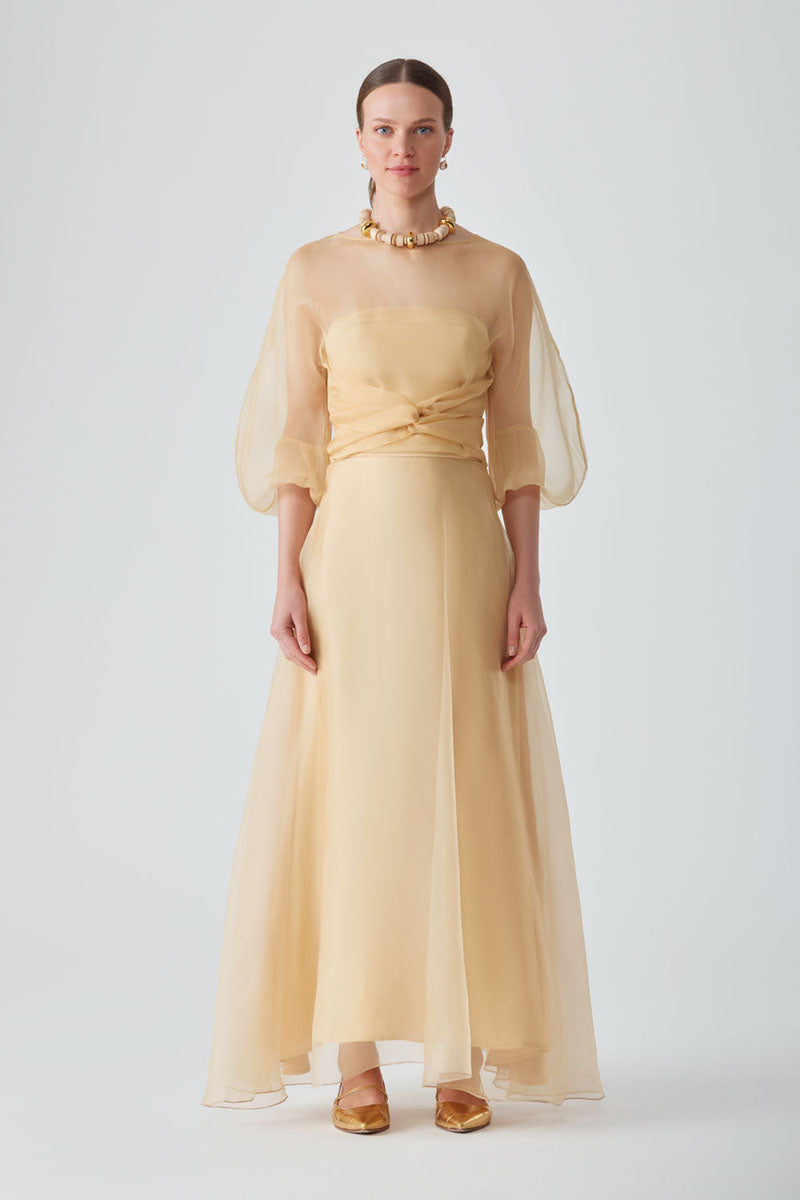 KOSALA STRAPLESS DRESS IN SAFFRON - CULT MIA