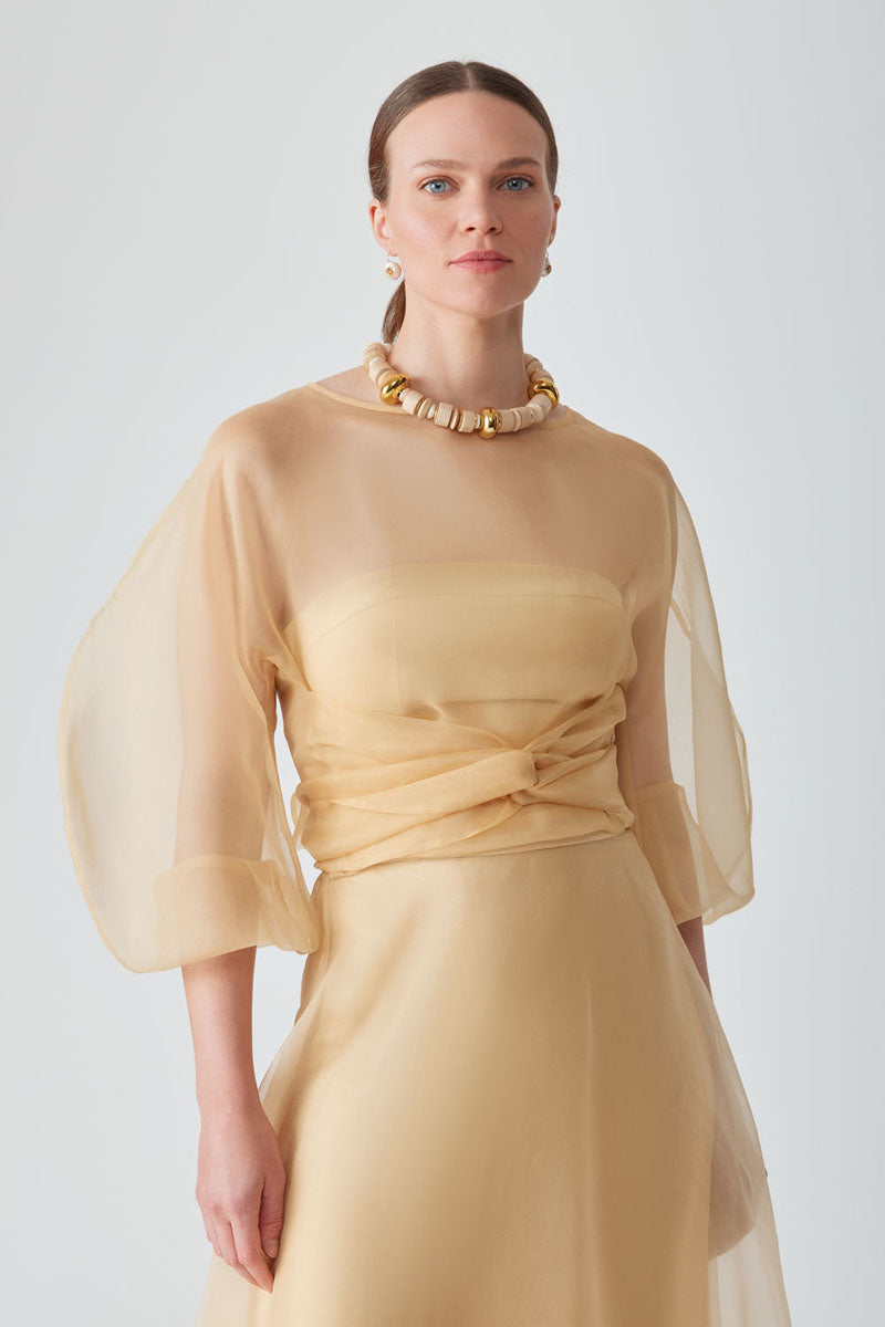 KOSALA STRAPLESS DRESS IN SAFFRON - CULT MIA