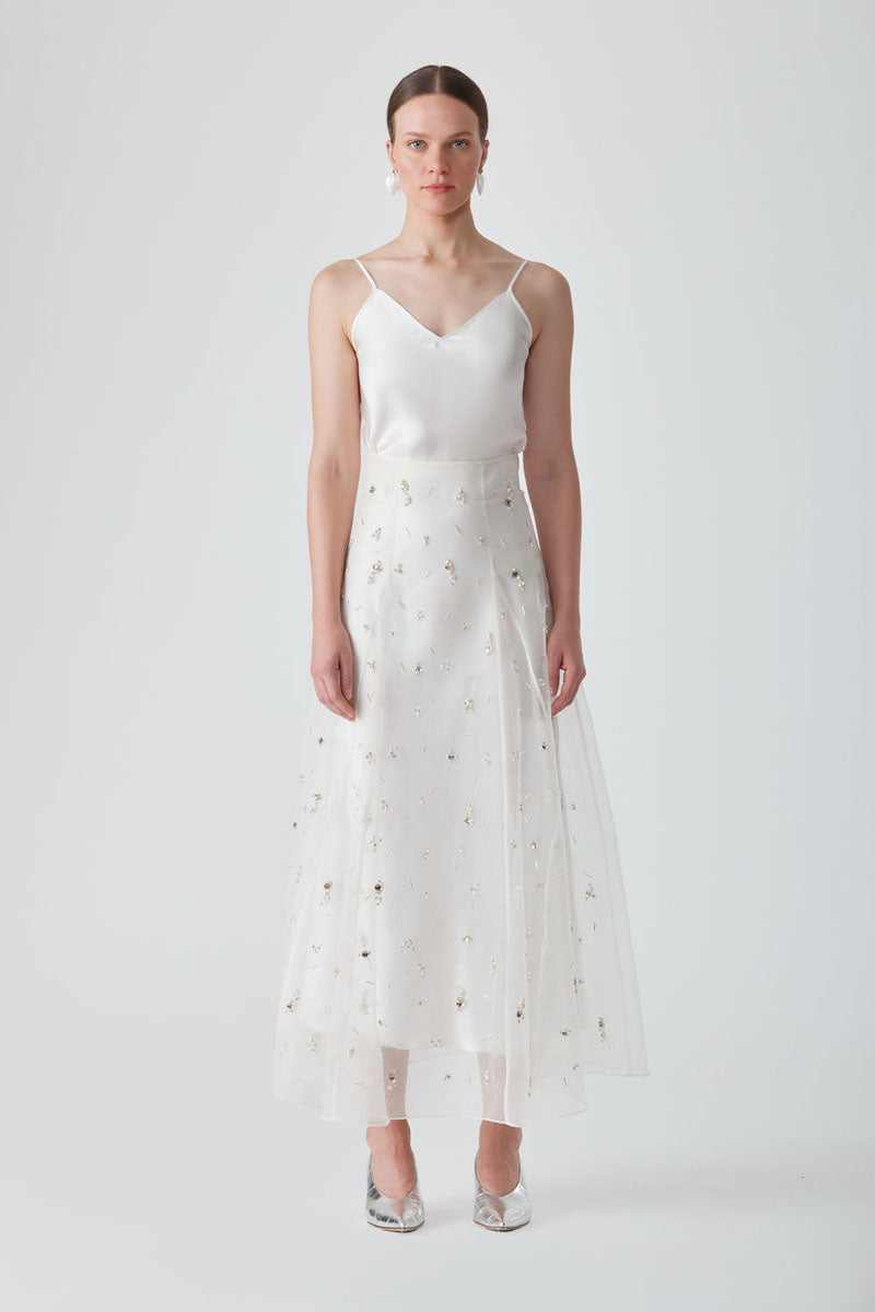 FREYA EMBELLISHED MAXI SKIRT IN PEARL - CULT MIA