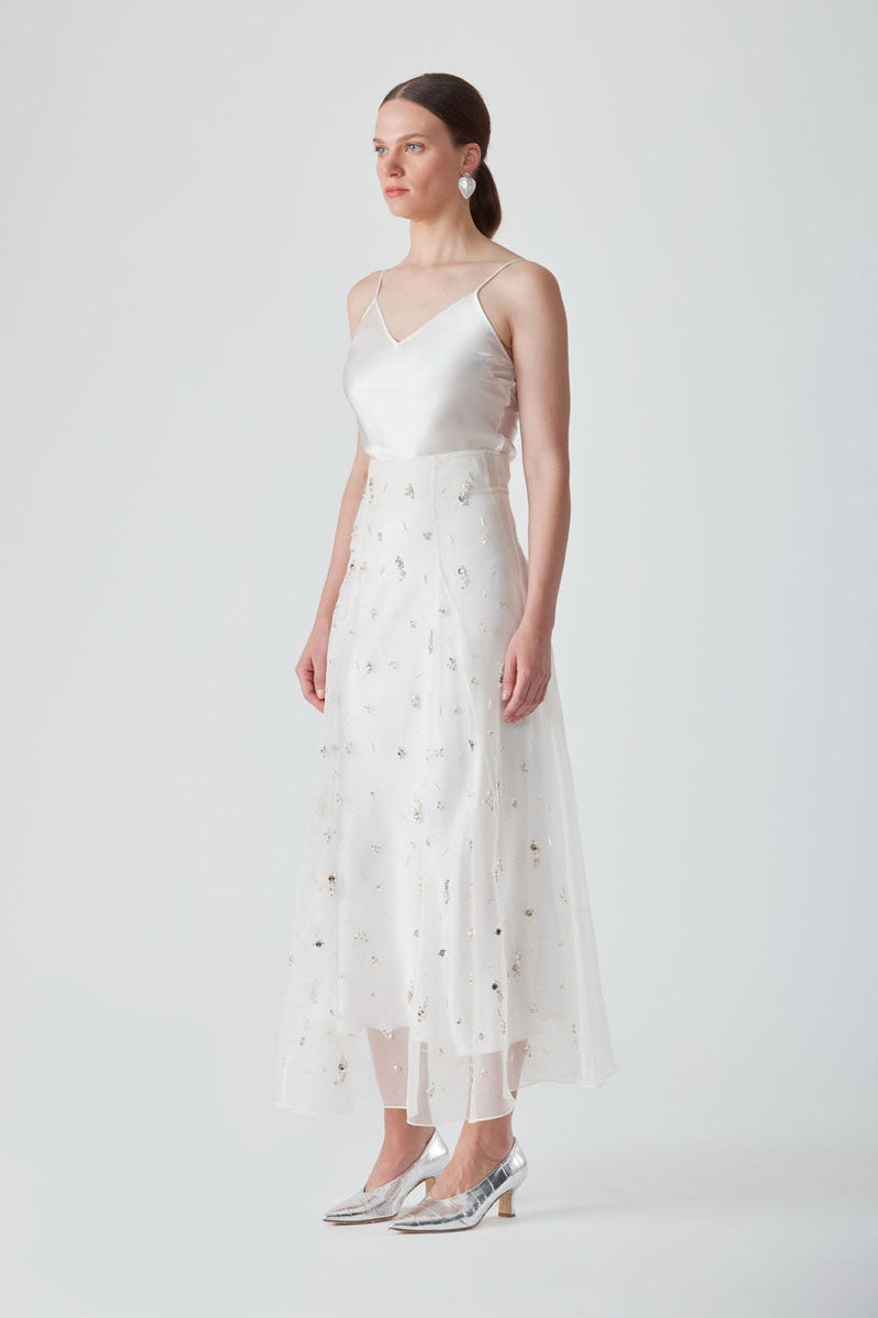 FREYA EMBELLISHED MAXI SKIRT IN PEARL - CULT MIA