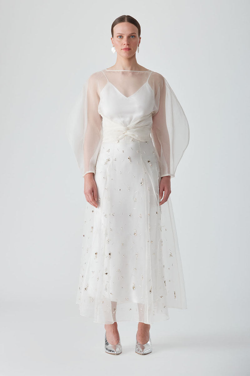 ROOHI ORGANZA TOP AND FREYA EMBELLISHED SKIRT SET
