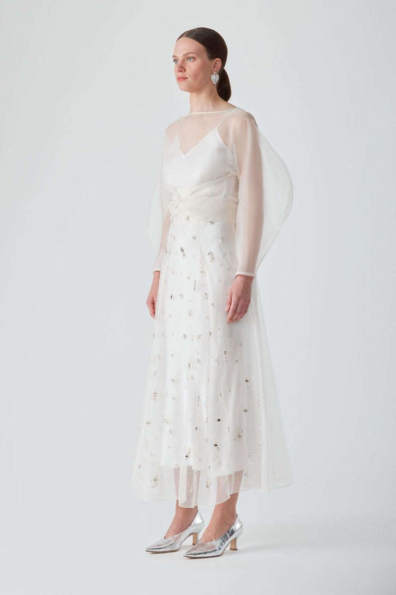 FREYA EMBELLISHED MAXI SKIRT IN PEARL - CULT MIA